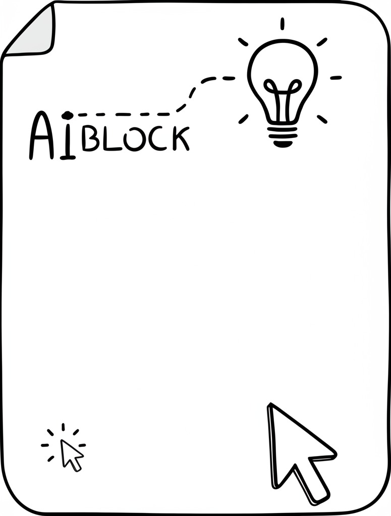 Conceptual illustration of AI helping overcome writer's block for blogging.